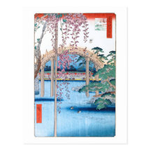 歌川広重 "重亀戸天神境内" Glyzinien Kameido Hiroshige Postkarte