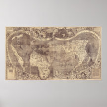 1507 Vintage Weltkarte Martins Waldseemullers Plakat