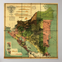 1898 offizielle Karte Nicaragua Posterdrucke