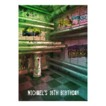 18ème Grunge urbaine d'art de la rue des hommes de Invitations Personnalisables