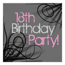 18ème Invitations de fête d'anniversaire