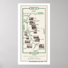 1914 Karte Covina zu San Dimas Plakatdruck