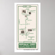 1914 Karte, Pasadena nach Monrovia Plakat