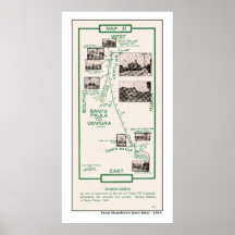 1914 Karte, Santa Paula zu Ventura Plakatdruck