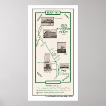 1914 Karte, Tracy zu Stockton Posterdruck