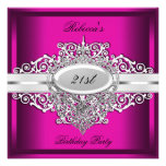 21ème Argent de roses indien de fête d'anniversair Invitation Personnalisable