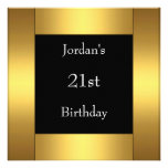 21ème fête d'anniversaire de cadre élégant d'or faire-parts
