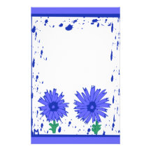 2 blaue Blumen stationär Bedrucktes Büropapier