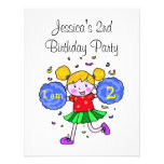 2ème partie de fille d'anniversaire de pom-pom gir invitations