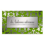 311 Ladonna Damast-Silber-Stoff-Grün Visitenkarten Vorlage