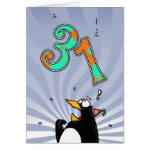 31. Geburtstag - Pinguin-Überraschungs-Karte
