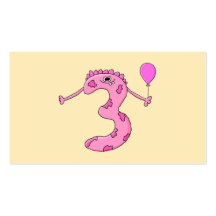 3ème Bande dessinée d'anniversaire dans le rose Modèle De Carte De Visite