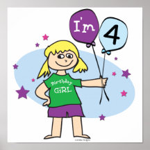 4. Geburtstag - Mädchen-Geburtstag Posterdruck