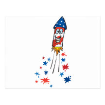 4 juillet Rocket Carte Postale