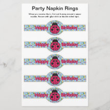 5 pro Serviettenringe Blatt Damen-Bug Birthday Pap Flyerdruck