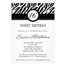 5x7 invitation noire d'anniversaire du blanc Zebra