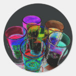 6 farbige Cocktail-Schnapsglas e-ähnlich 17 Runde Sticker