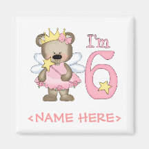 6. Geburtstag Prinzessin-Bear Kühlschrankmagnete