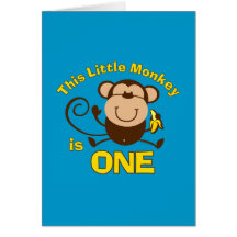 Ă?re carte de garçon d'anniversaire de petit singe