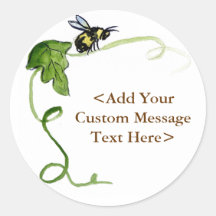 Abeille de miel et autocollants verts d'étiquette 