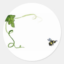 Abeille de miel et autocollants verts d'étiquette 
