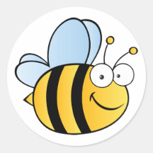 Abeille mignonne de bande dessinée adhésifs ronds