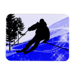 Abwärts auf der Ski-Steigung Recchteckiger Magnet