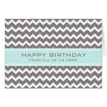 Affaires grises turquoises de Chevron d'anniversai Carte De Vœux