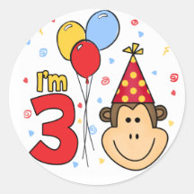 Affe-Gesichts-3. Geburtstag Aufkleber