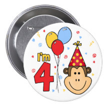 Affe-Gesichts-4. Geburtstag Button