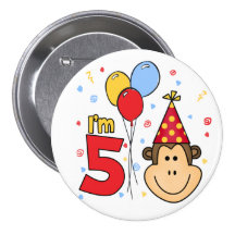 Affe-Gesichts-5. Geburtstag Anstecknadelbuttons