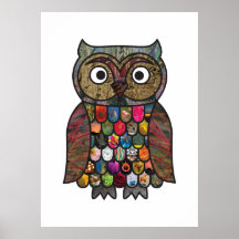 Affiche de hibou de patchwork