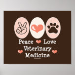 Affiche de médecine vétérinaire d'amour de paix