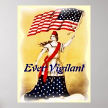 Affiche patriotique vintage "toujours vigilante"