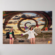 Affiche psychédélique de plage