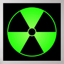 Affiche verte de symbole de rayonnement