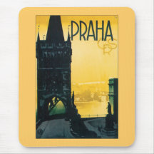 Affiche vintage de Prague (Praha) Tapis De Souris