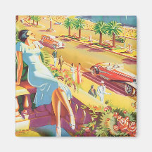 Affiche vintage gentille de voyage magnets pour réfrigérateur