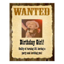 Affiche voulue personnalisée, anniversaire occiden invitation personnalisable