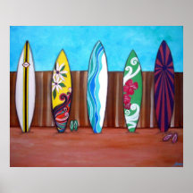AFFICHES DE PLANCHES DE SURF DE PLAGE