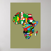 Afrikanische Karte von Afrika-Flaggen innerhalb de Plakatdrucke