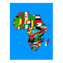 Afrikanische Karte von Afrika-Flaggen innerhalb de Postkarte