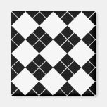 Aimant à motifs de losanges noir et blanc