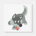 Aimant curieux mignon de loup de bande dessinée magnets