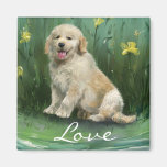 Aimant de chiot de golden retriever d'amour