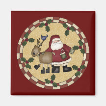 Aimant de Noël du père noël et de renne