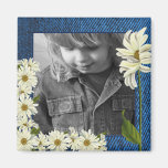 Aimant personnalisable de denim et de photo de mar