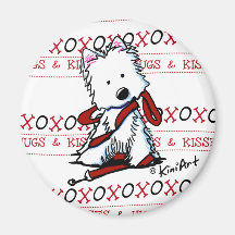 Aimant rond de Westie de baisers et d'étreintes