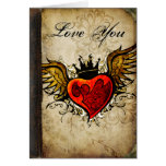 "Aimez-vous" coeur à ailes par tatouage urbain vin Carte De Vœux