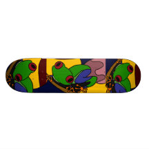 AK-, fantastischer Baum-Frosch-KunstSkateboard Personalisiertes Deck